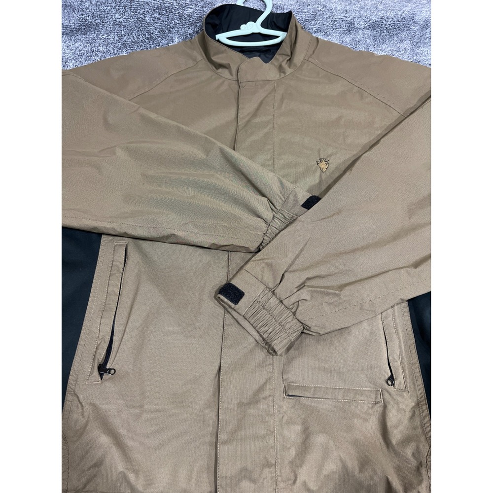 FootJoy DryJoys Mens Large Tan Black Golf Jacket Full Zip Windbreaker Ripstop L